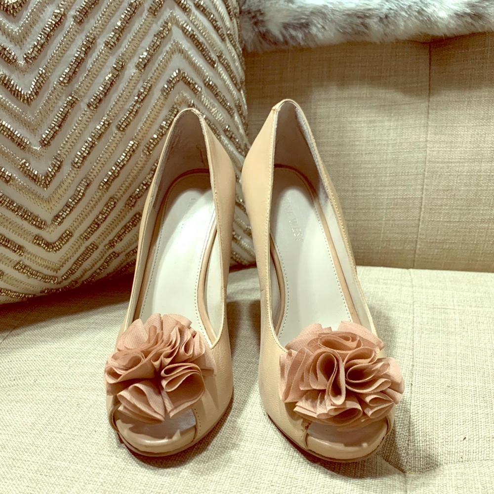 Nine West Nude Peep Toe Pumps